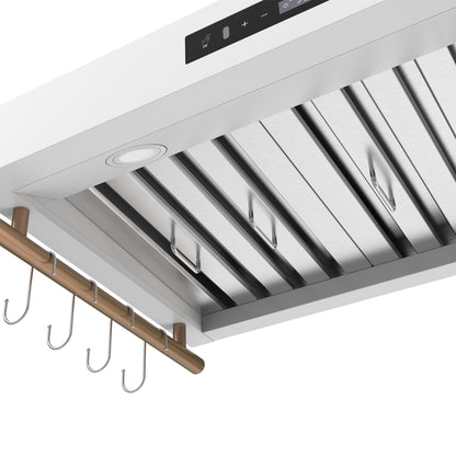 Campana extractora de pared Forno Venezia de 36 pulgadas en blanco con controles táctiles y filtros deflectores