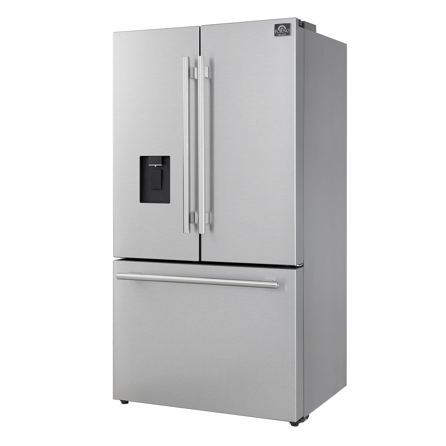Refrigerador Forno Aosta de 36 pulgadas con puerta francesa, acero inoxidable, 22.4 pies cúbicos, dispensador de agua externo, máquina de hielo automática, certificación ENERGY STAR