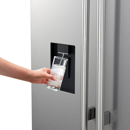 Refrigerador Forno Aosta de 36 pulgadas con puerta francesa, acero inoxidable, 22.4 pies cúbicos, dispensador de agua externo, máquina de hielo automática, certificación ENERGY STAR