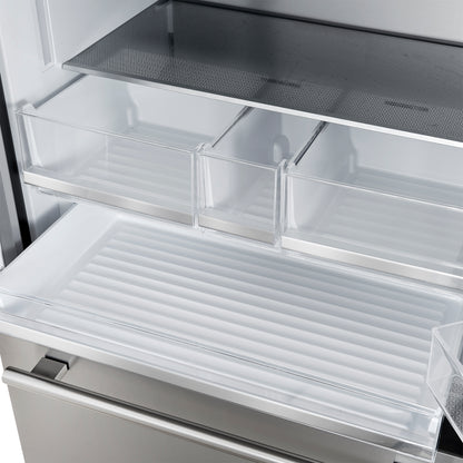 Refrigerador Forno Aosta de 36 pulgadas con puerta francesa, acero inoxidable, 22.4 pies cúbicos, dispensador de agua externo, máquina de hielo automática, certificación ENERGY STAR