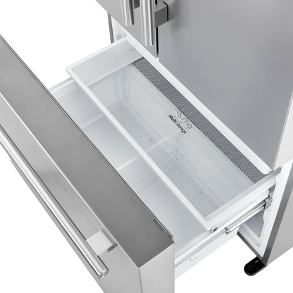 Refrigerador Forno Aosta de 36 pulgadas con puerta francesa, acero inoxidable, 22.4 pies cúbicos, dispensador de agua externo, máquina de hielo automática, certificación ENERGY STAR