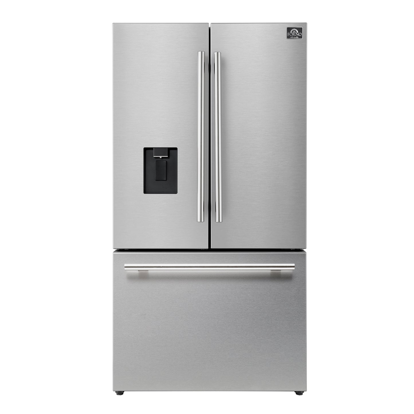 Refrigerador Forno Aosta de 36 pulgadas con puerta francesa, acero inoxidable, 22.4 pies cúbicos, dispensador de agua externo, máquina de hielo automática, certificación ENERGY STAR