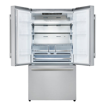 Refrigerador Forno Aosta de 36 pulgadas con puerta francesa, acero inoxidable, 22.4 pies cúbicos, dispensador de agua externo, máquina de hielo automática, certificación ENERGY STAR