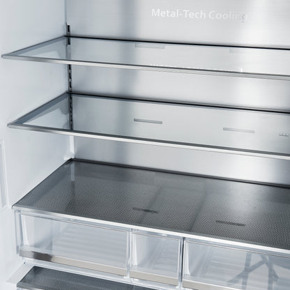 Refrigerador Forno Aosta de 36 pulgadas con puerta francesa, acero inoxidable, 22.4 pies cúbicos, dispensador de agua externo, máquina de hielo automática, certificación ENERGY STAR