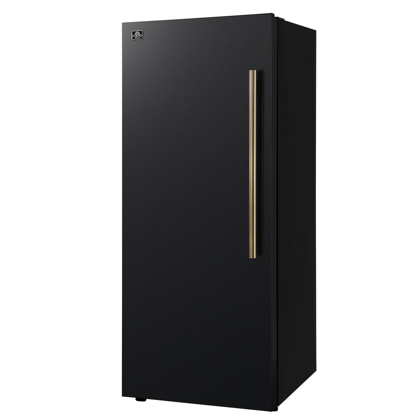 Congelador/refrigerador vertical convertible Forno Maderno de 28 pulgadas en color negro con manija de latón antiguo, 13.6 pies cúbicos, giro a la izquierda