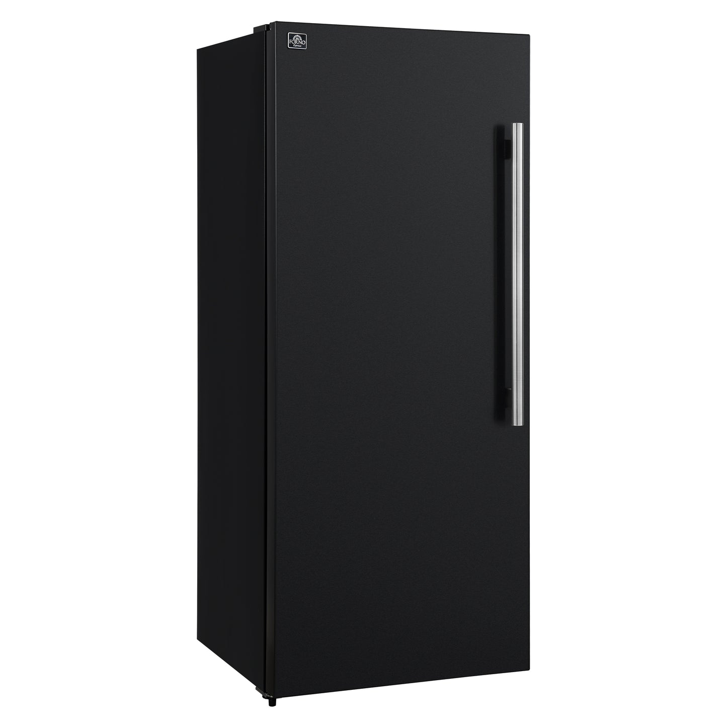 Congelador/refrigerador vertical convertible Forno Maderno de 28 pulgadas en color negro con manija de latón antiguo, 13.6 pies cúbicos, giro a la izquierda