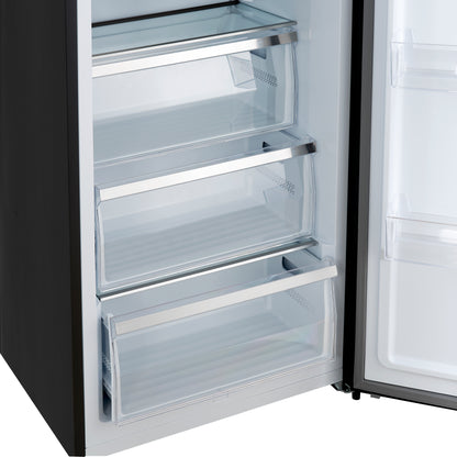 Forno Maderno 28-Inch Convertible Freezer/Refrigerator in Black with Antique Brass Handle, 13.6 cu.ft. Right Swing