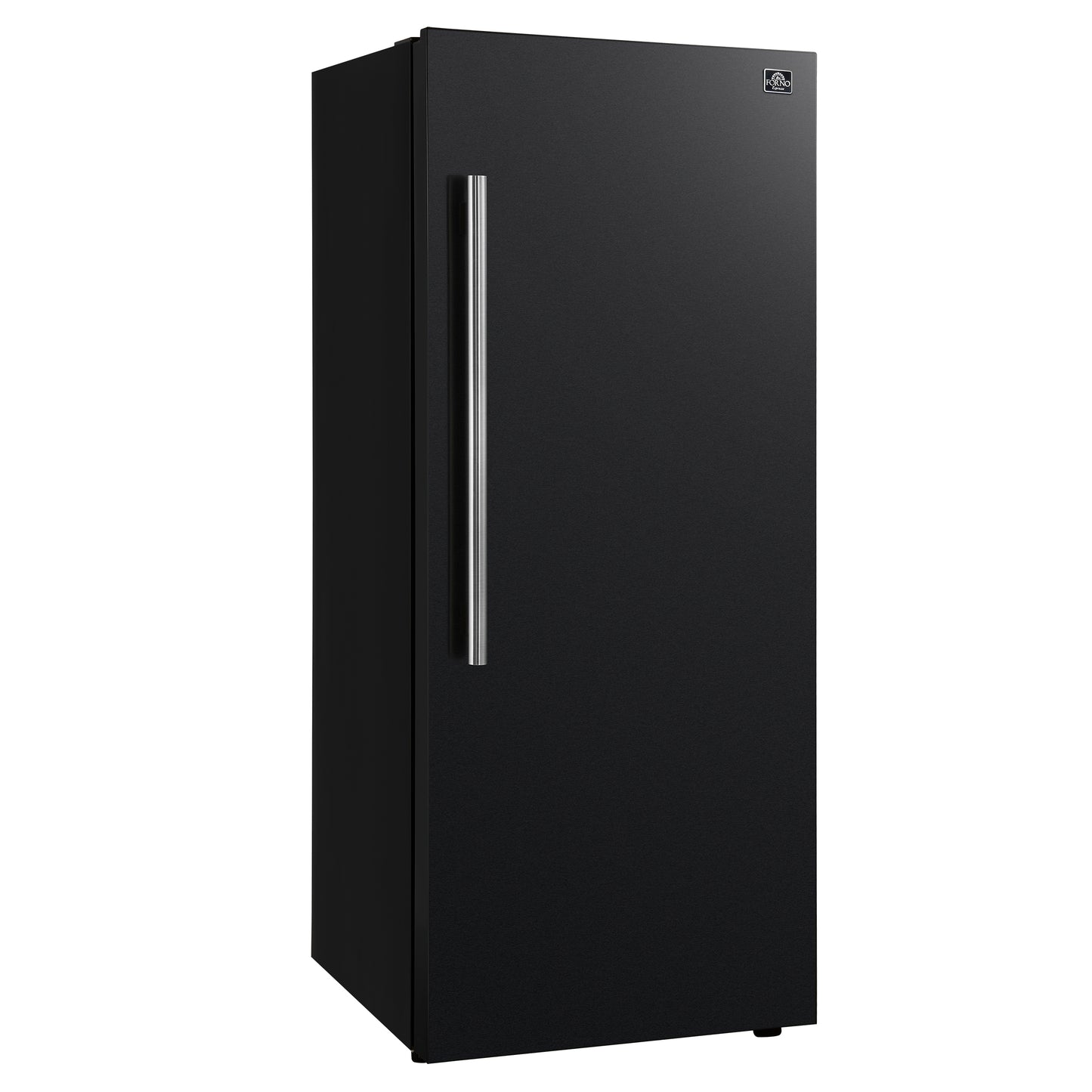 Forno Maderno 28-Inch Convertible Freezer/Refrigerator in Black with Antique Brass Handle, 13.6 cu.ft. Right Swing