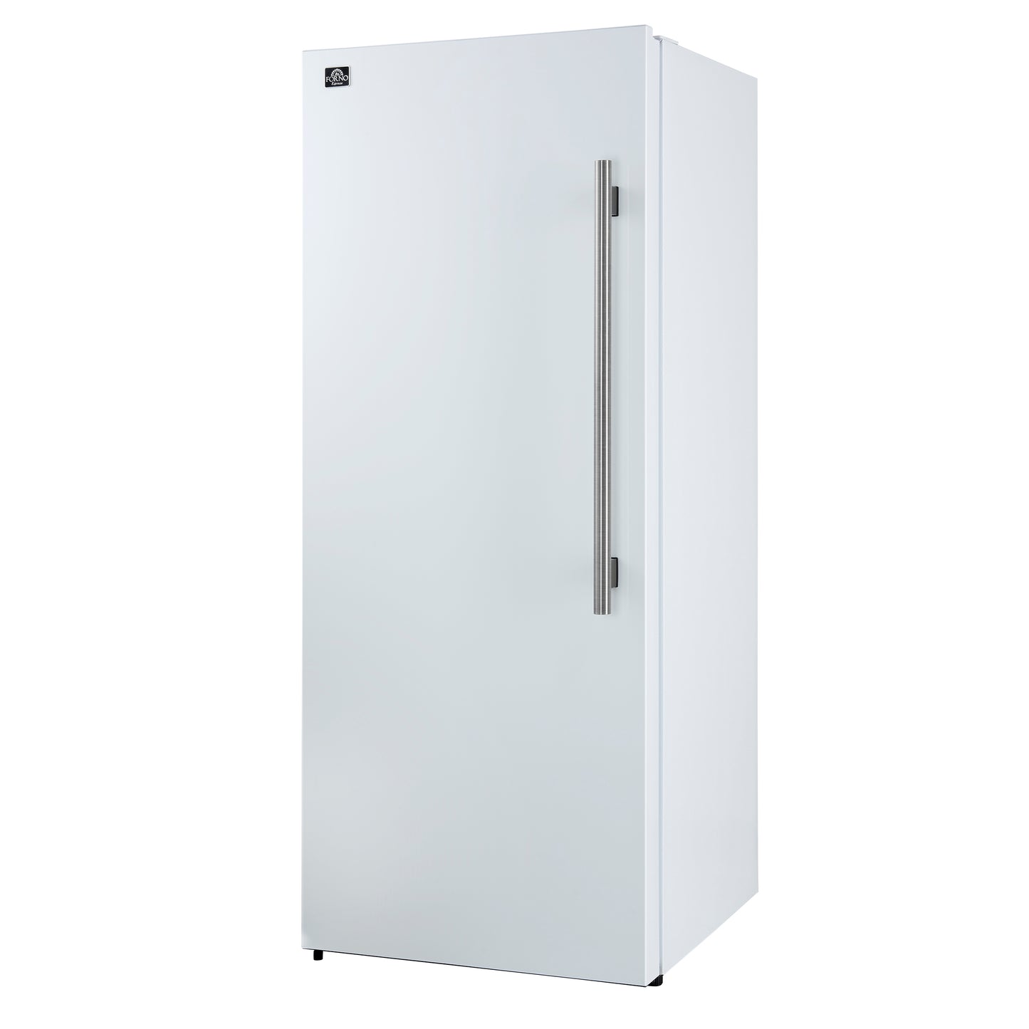Congelador/refrigerador vertical convertible Forno Maderno de 28 pulgadas en blanco con manija de latón antiguo, 13.6 pies cúbicos, giro a la izquierda