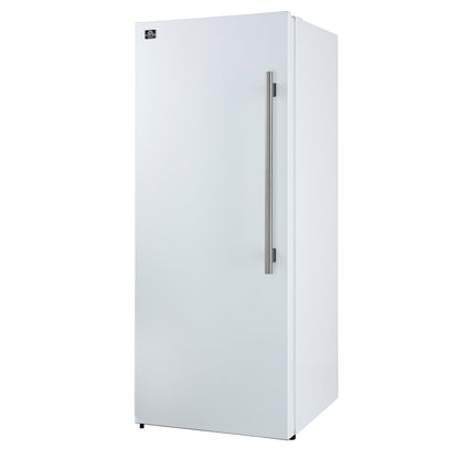 Congelador/refrigerador vertical convertible Forno Maderno de 28 pulgadas en blanco con manija de latón antiguo, 13.6 pies cúbicos, giro a la izquierda
