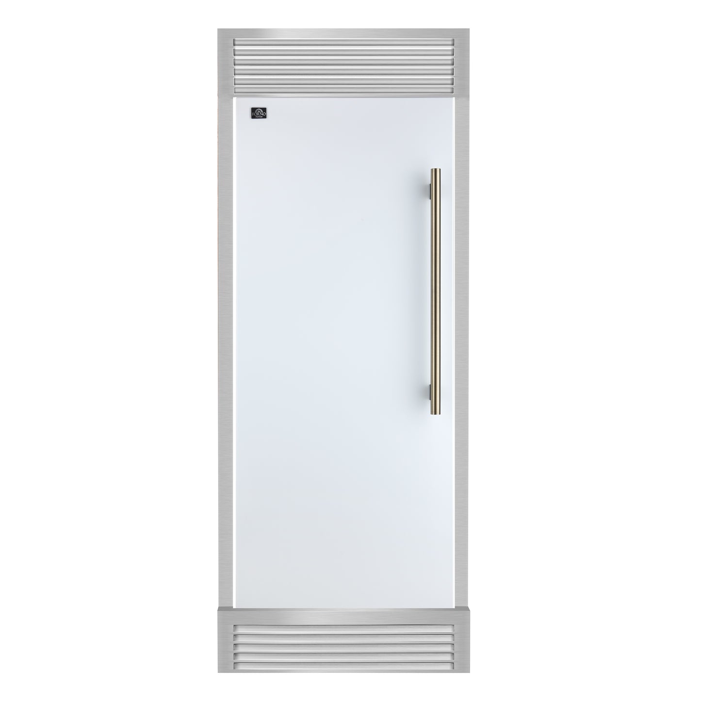 Refrigerador convertible empotrado Forno Maderno de 28" en blanco, 13.6 pies cúbicos, apertura a la izquierda con rejilla decorativa, 32" de ancho