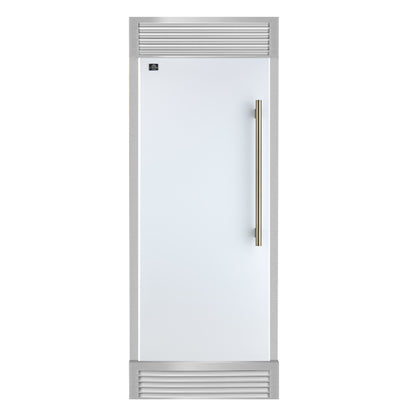 Refrigerador convertible empotrado Forno Maderno de 28" en blanco, 13.6 pies cúbicos, apertura a la izquierda con rejilla decorativa, 32" de ancho