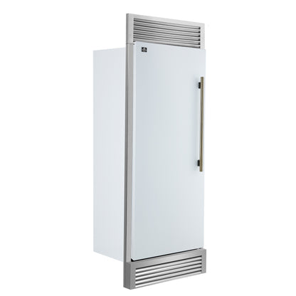 Refrigerador convertible empotrado Forno Maderno de 28" en blanco, 13.6 pies cúbicos, apertura a la izquierda con rejilla decorativa, 32" de ancho
