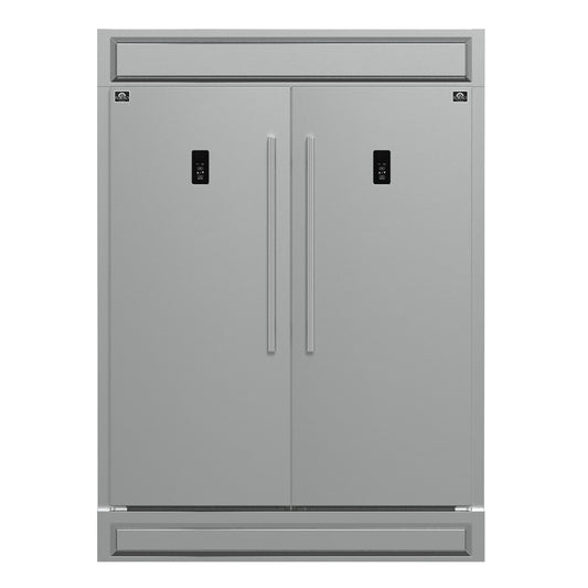 FORNO 5-Piece SS Kitchen Bundle - 48" Gas Range, 60" SxS Fridge, 48" Range Hood, 24" DW, 30" MW - Forno Appliances