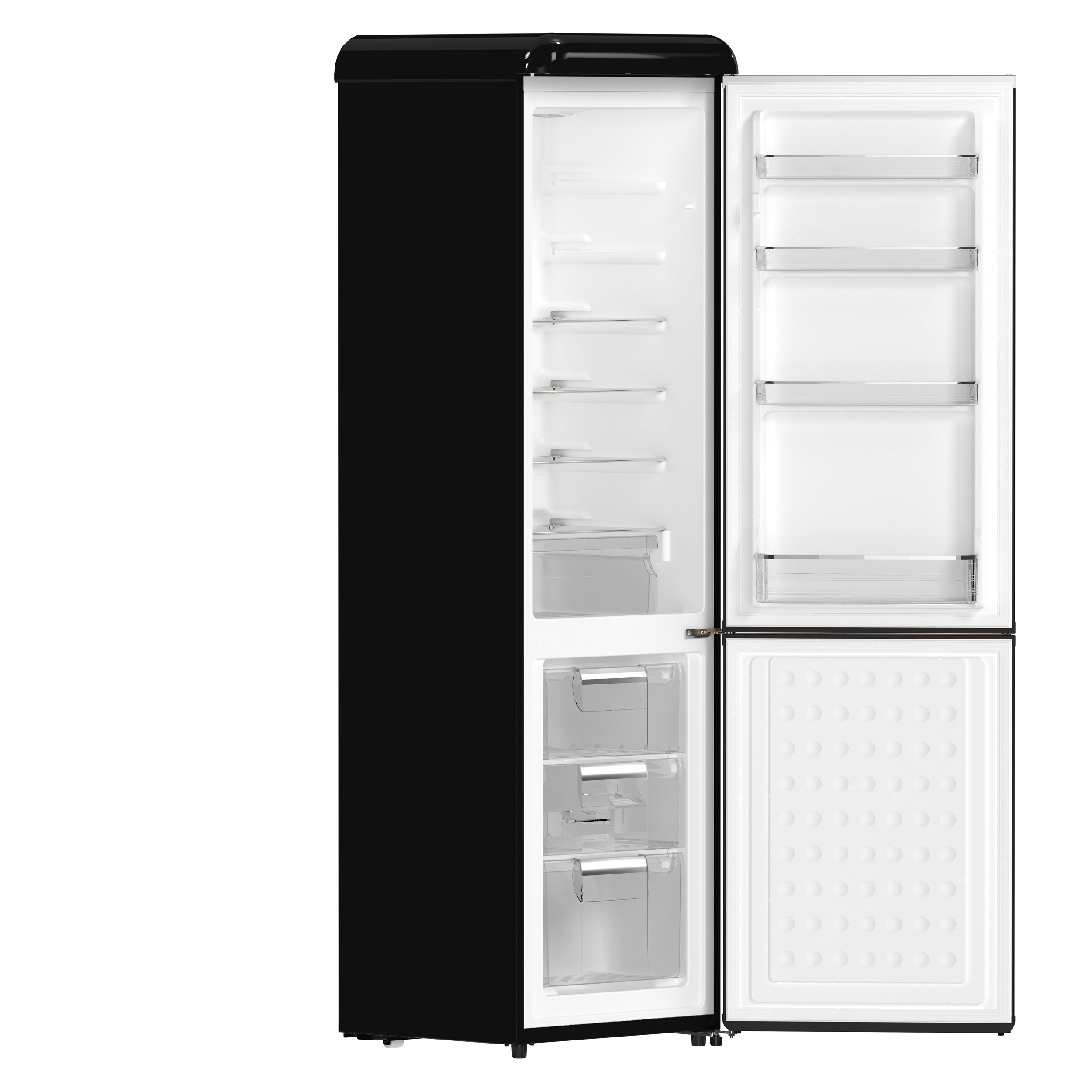 Forno Storico 22-Inch Retro bottom freezer Fridge in Black, 9 cu