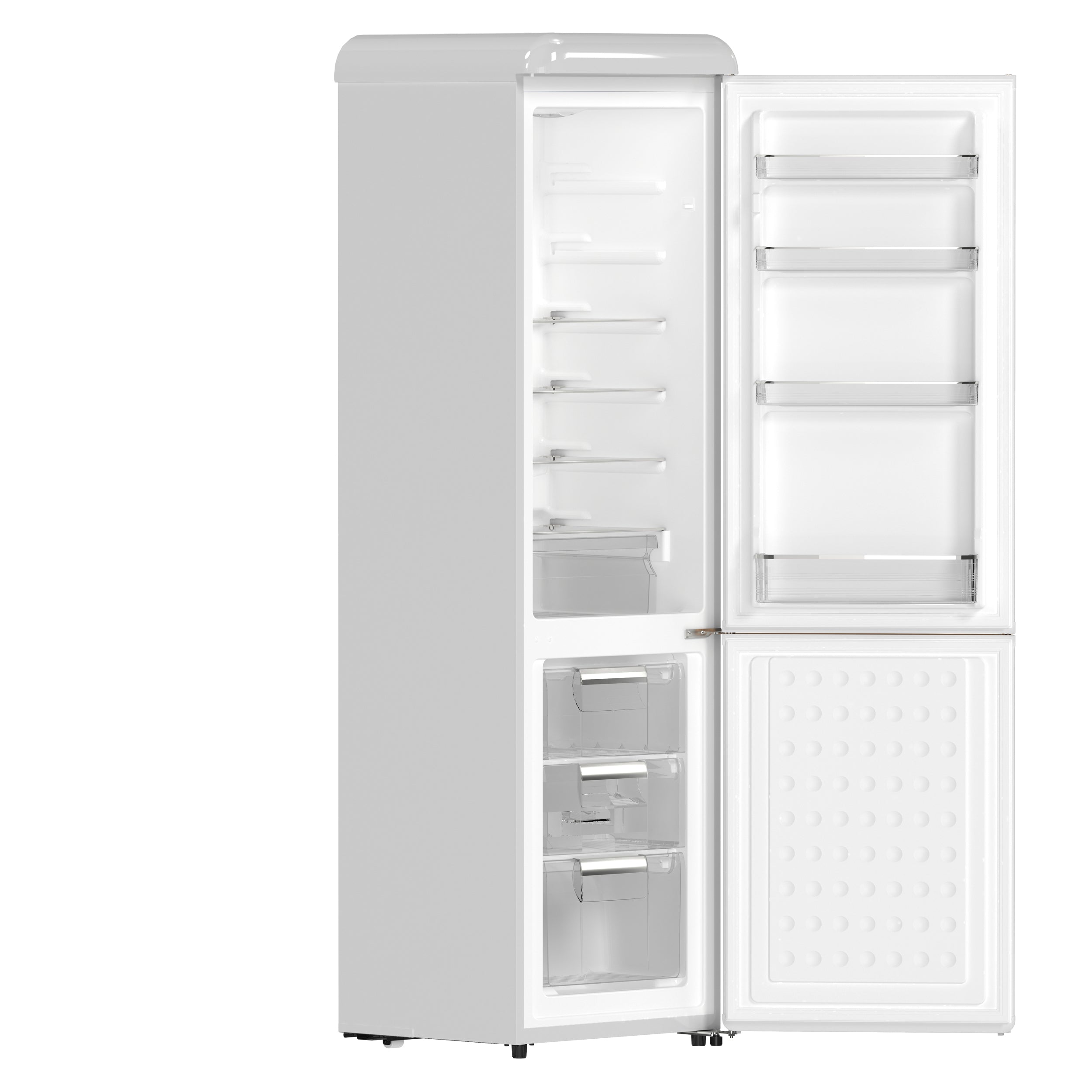 Forno Storico 22-Inch Retro bottom freezer Fridge in White, 9 cu