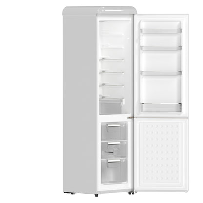 Forno Storico 22-Inch Retro bottom freezer Fridge in White, 9 cu.ft, copper-tone handle