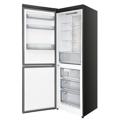 Custodia 24" Bottom Freezer, 10.3 cf., Left Swing, Ice Maker, Total No frost, Black, Antique Brass handles