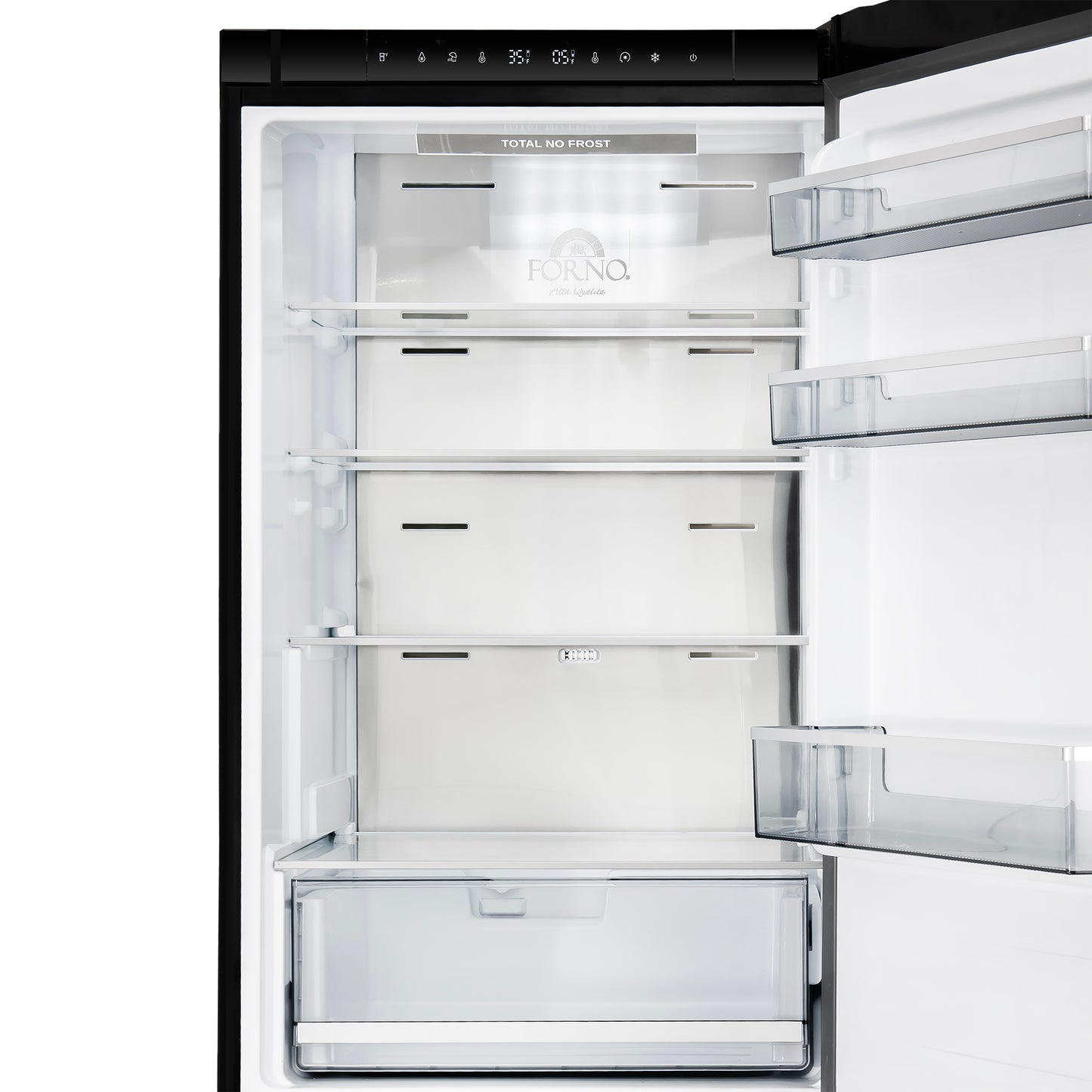 Custodia 24" Bottom Freezer, 10.3 cf., Right Swing, Total No frost, Black, Antique Brass handles