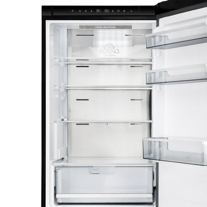Custodia 24" Bottom Freezer, 10.3 cf., Right Swing, Total No frost, Black, Antique Brass handles