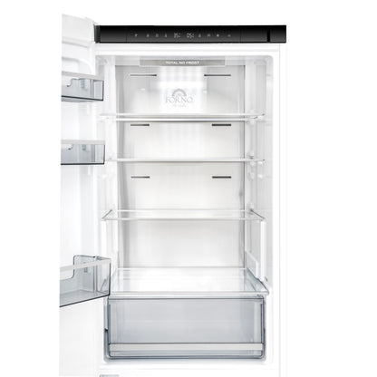 Custodia 24" Bottom Freezer, 10.3 cf., Left Swing, Ice Maker, Total No frost, White, Antique Brass handles