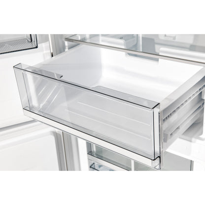 Custodia 24" Bottom Freezer, 10.3 cf., Left Swing, Ice Maker, Total No frost, White, Antique Brass handles