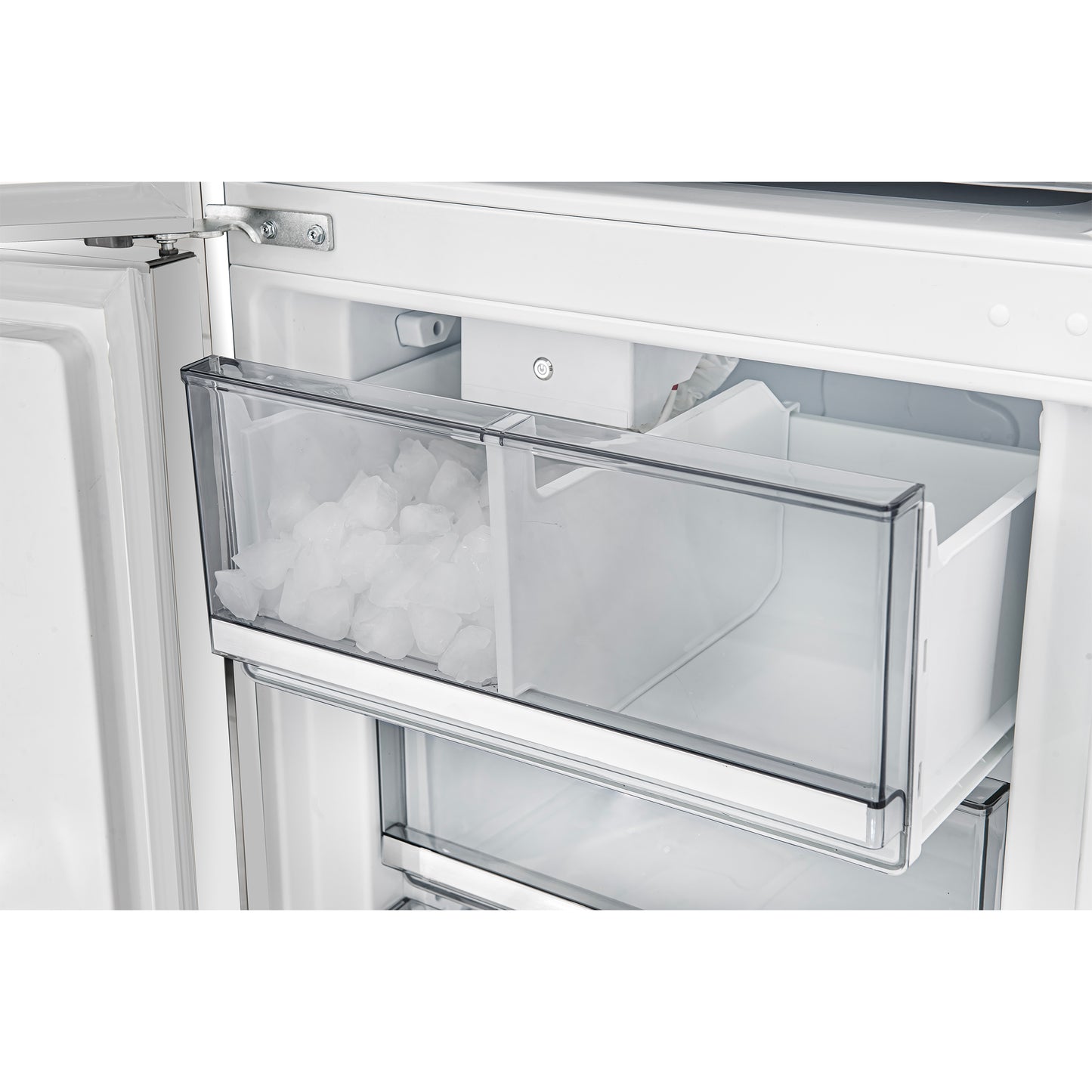 Custodia 24" Bottom Freezer, 10.3 cf., Left Swing, Ice Maker, Total No frost, White, Antique Brass handles