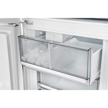 Custodia 24" Bottom Freezer, 10.3 cf., Left Swing, Ice Maker, Total No frost, White, Antique Brass handles