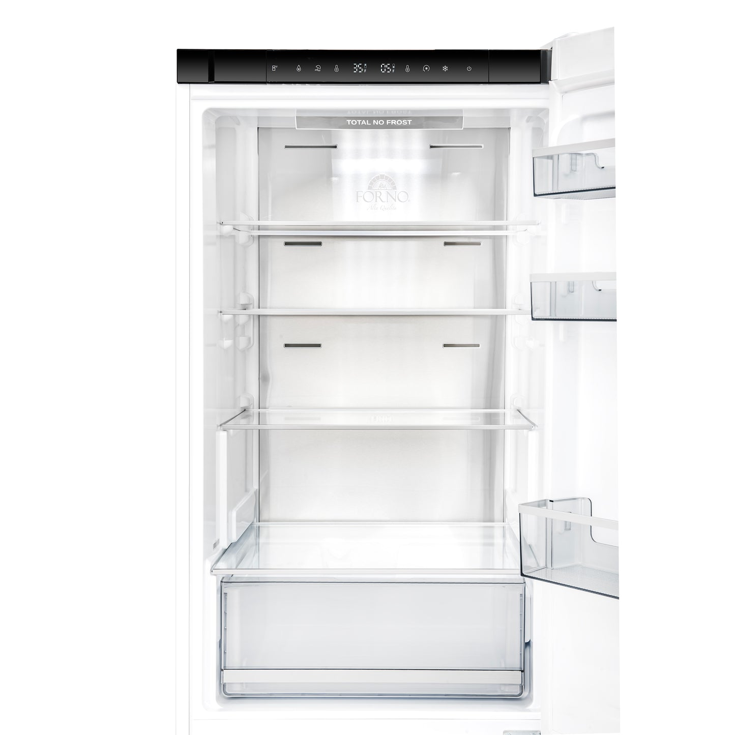 Custodia 24" Bottom Freezer, 10.3 cf., Right Swing, Total No frost, White, Antique Brass handles