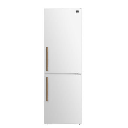Custodia 24" Bottom Freezer, 10.3 cf., Right Swing, Total No frost, White, Antique Brass handles