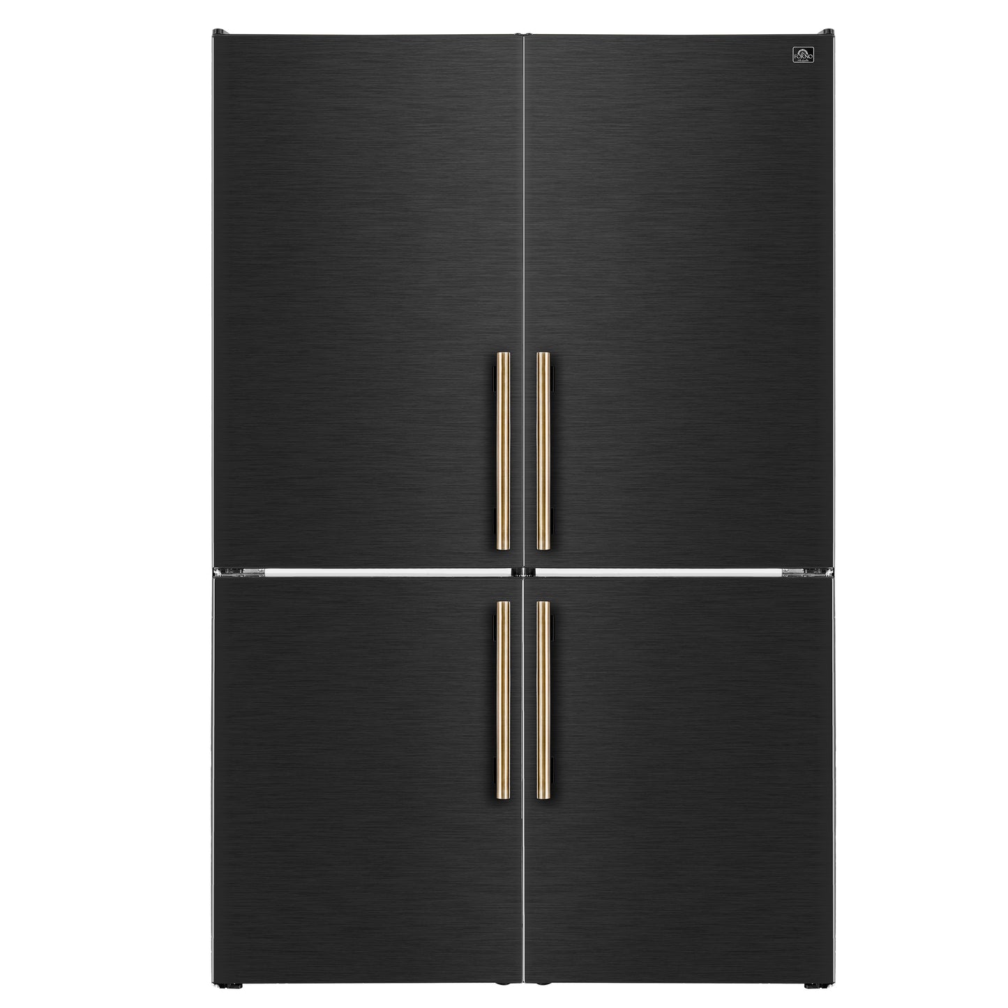 Custodia 48" Bottom Freezer combo, 20.6 cf., Ice Maker, Total No frost, Black, Antique Brass handles