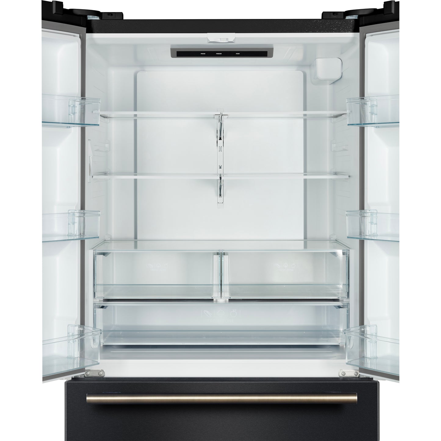 Refrigerador Forno Rivello de 36 pulgadas con puerta francesa en negro con latón antiguo, dispensador de agua interno, hielo filtrado, estantes ajustables, certificación Energy Star