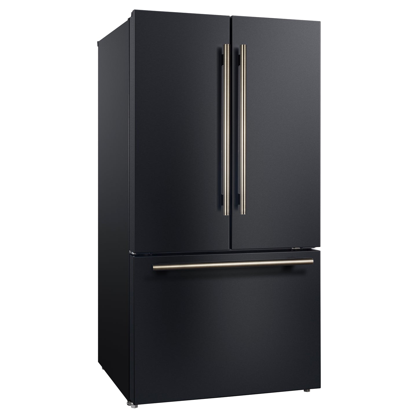 Refrigerador Forno Rivello de 36 pulgadas con puerta francesa en negro con latón antiguo, dispensador de agua interno, hielo filtrado, estantes ajustables, certificación Energy Star
