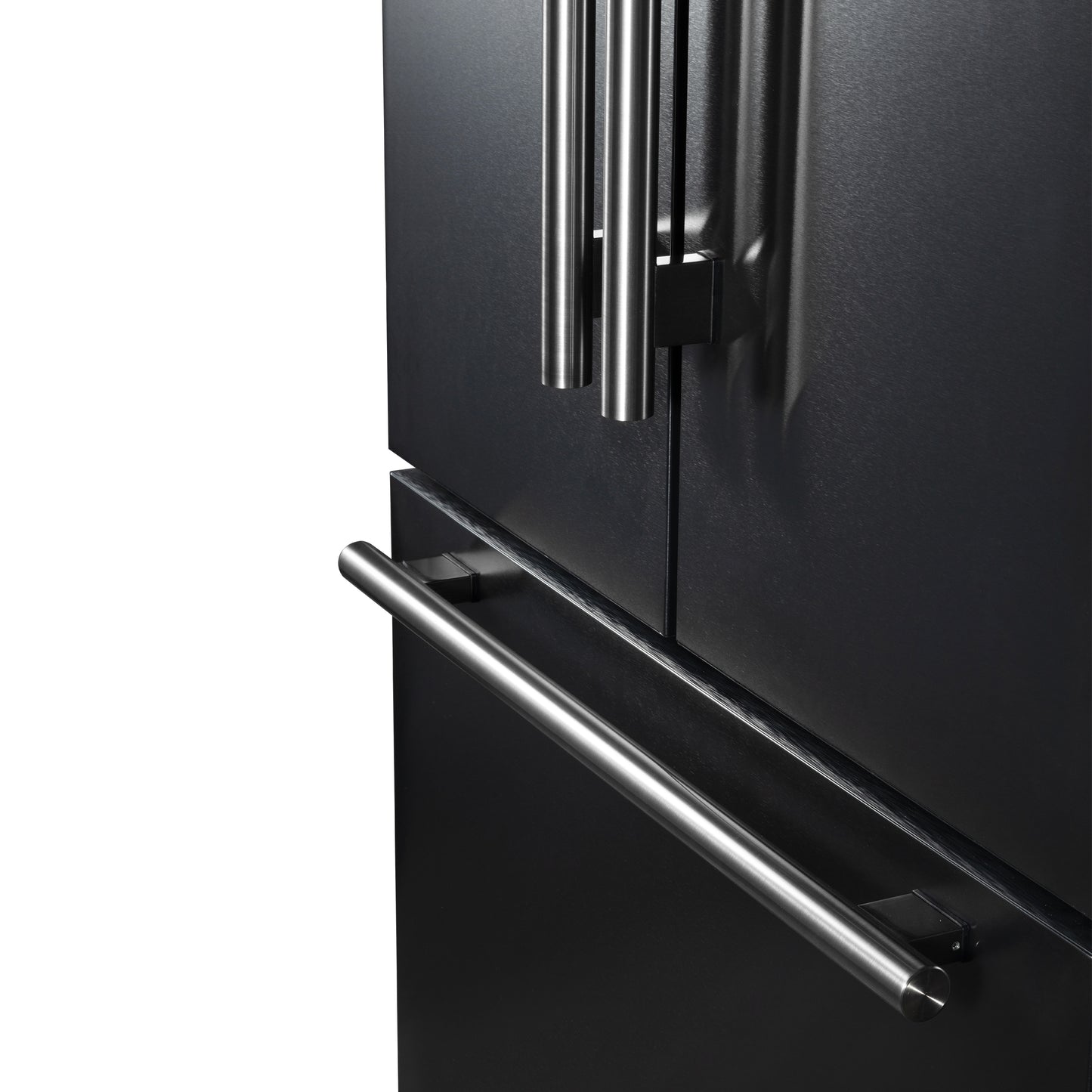 Refrigerador Forno Rivello de 36 pulgadas con puerta francesa en negro con latón antiguo, dispensador de agua interno, hielo filtrado, estantes ajustables, certificación Energy Star