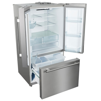 Refrigerador Forno Rivello de 36 pulgadas con puerta francesa en acero inoxidable, dispensador de agua interno, hielo filtrado, estantes ajustables, certificación Energy Star