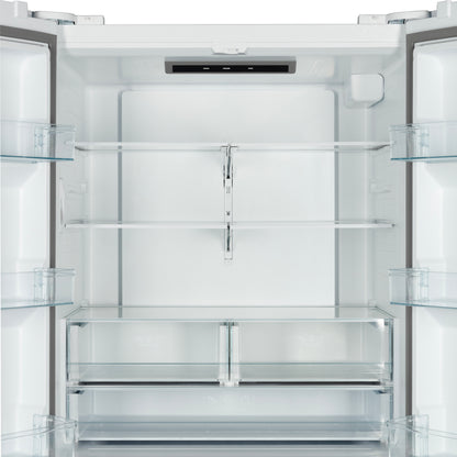 Refrigerador Forno Rivello de 36 pulgadas con puerta francesa en blanco con latón antiguo, dispensador de agua interno, hielo filtrado, estantes ajustables, certificación Energy Star