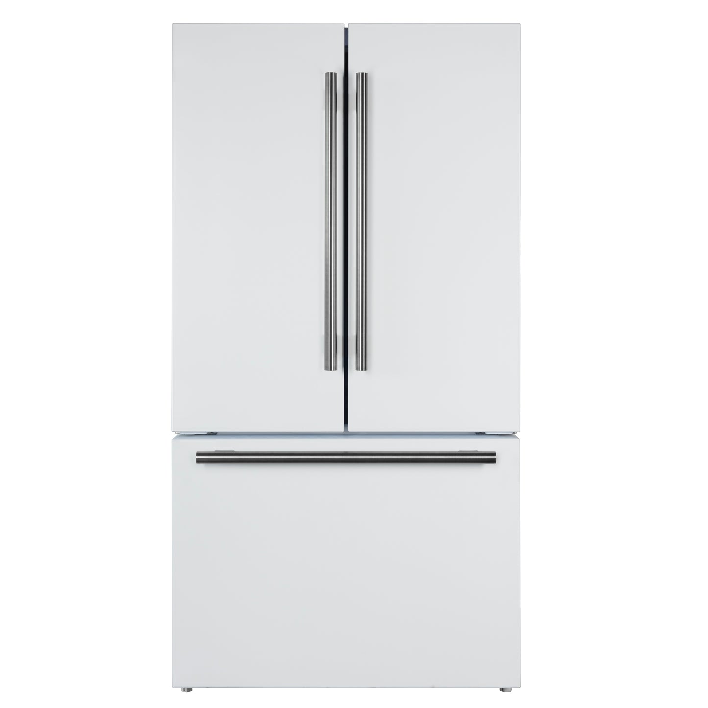 Refrigerador Forno Rivello de 36 pulgadas con puerta francesa en blanco con latón antiguo, dispensador de agua interno, hielo filtrado, estantes ajustables, certificación Energy Star