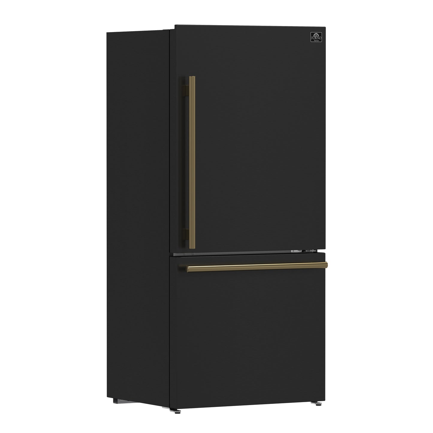 Refrigerador Forno Milano Espresso de 31 pulgadas con congelador inferior, color negro, capacidad de 17.2 pies cúbicos, de bajo consumo
