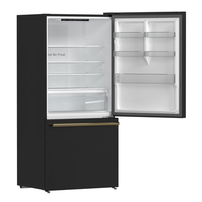 Refrigerador Forno Milano Espresso de 31 pulgadas con congelador inferior, color negro, capacidad de 17.2 pies cúbicos, de bajo consumo
