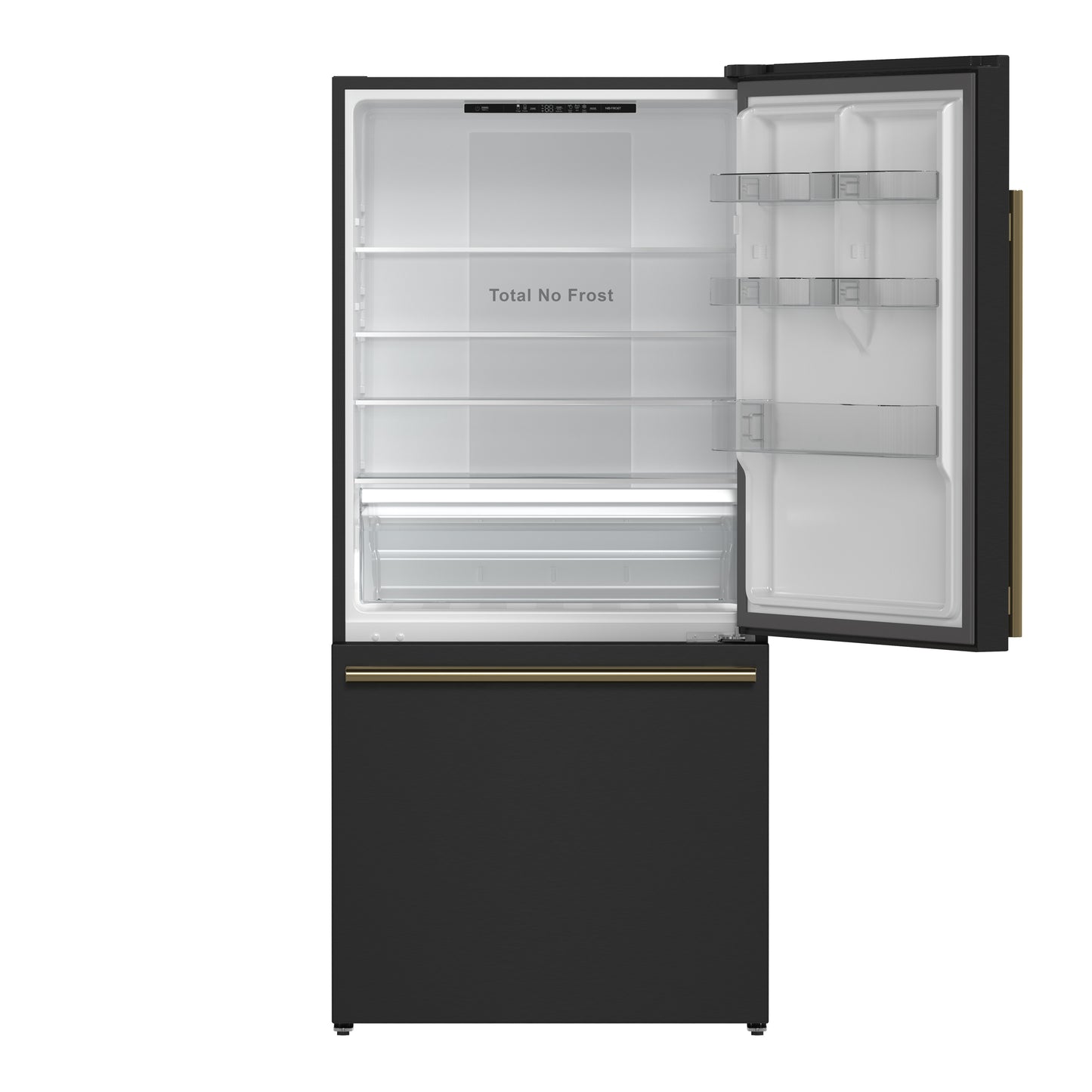 Refrigerador Forno Milano Espresso de 31 pulgadas con congelador inferior, color negro, capacidad de 17.2 pies cúbicos, de bajo consumo