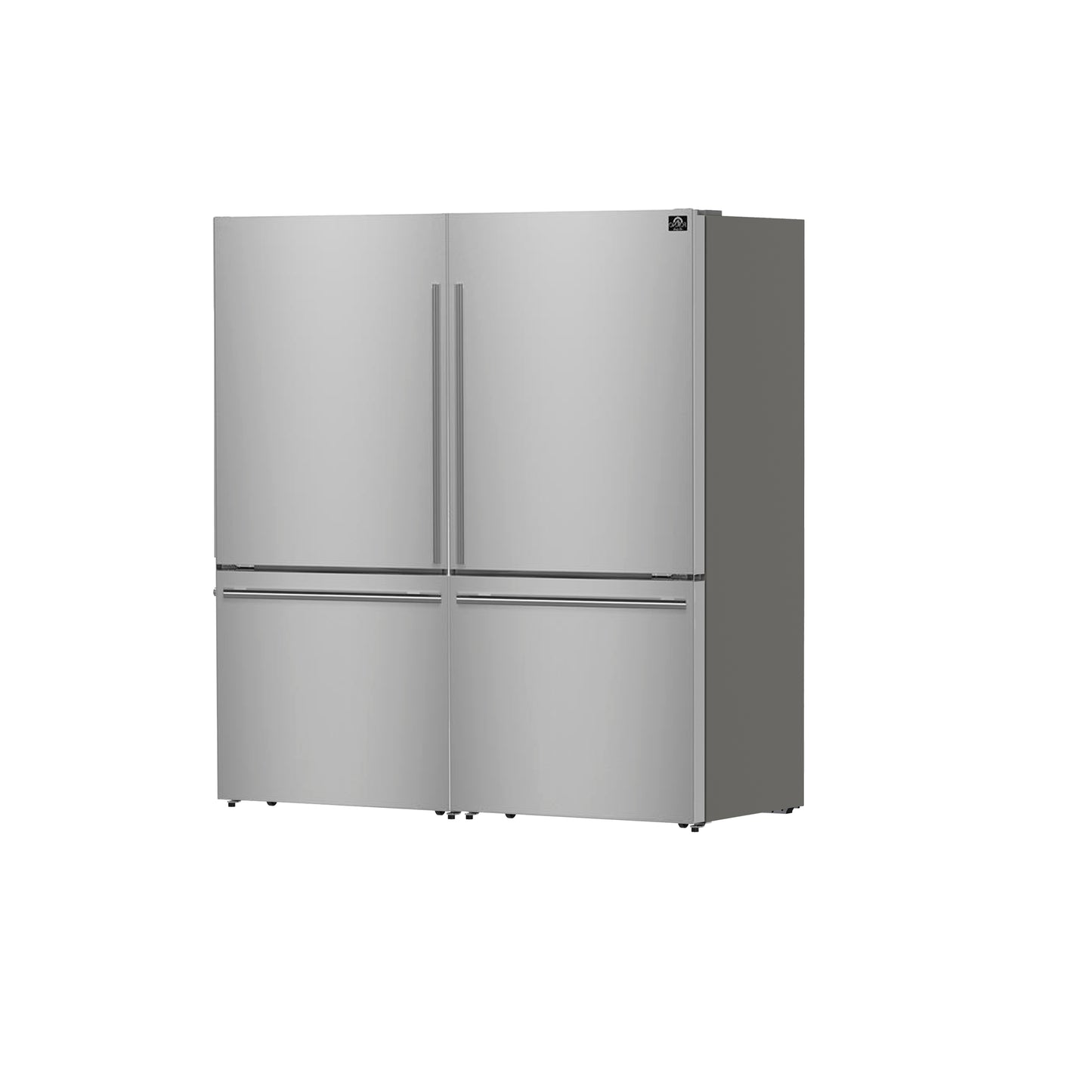 Forno Milano 2-Piece 62-Inch Freestanding Dual Bottom Freezer Refrigerator, Stainless Steel – 34.4 cu.ft, Touch Control, Ice Maker - Forno Appliances