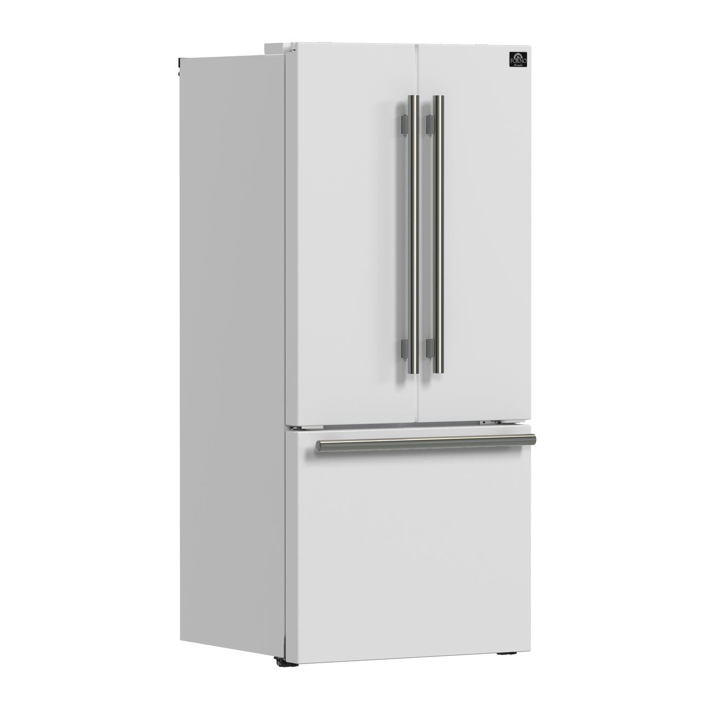Refrigerador Forno Gallipoli Espresso blanco de 30 pulgadas con puerta francesa, congelador inferior, 17.5 pies cúbicos, sin escarcha, máquina de hielo