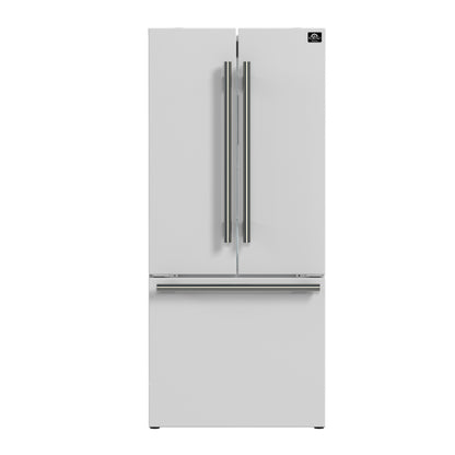 Refrigerador Forno Gallipoli Espresso blanco de 30 pulgadas con puerta francesa, congelador inferior, 17.5 pies cúbicos, sin escarcha, máquina de hielo