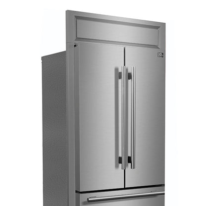 Réfrigérateur Forno Gallipoli à portes françaises de 30 pouces, 17,5 cu.ft Gril décoratif moderne de grande capacité, 86 cm de largeur, en acier inoxydable, technologie No Frost, écoénergétique