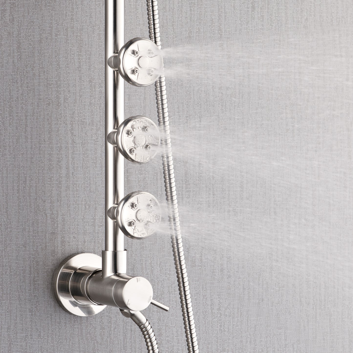 Forno Acqua AcquaSPA Retrofit Shower, Overhead Rainfall Shower, Handheld Shower Head, Body Jets, 6 Way Diverter, Brushed Nickel Finish, 1.8 GPM Flow Rate