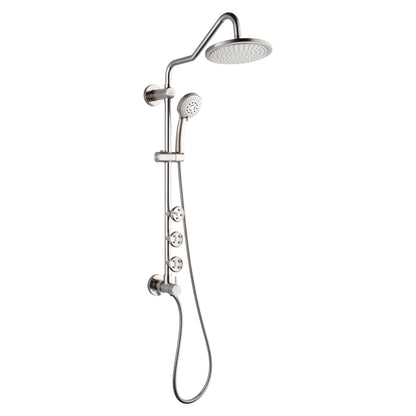 Forno Acqua AcquaSPA Retrofit Shower, Overhead Rainfall Shower, Handheld Shower Head, Body Jets, 6 Way Diverter, Brushed Nickel Finish, 1.8 GPM Flow Rate