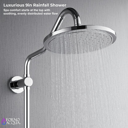 Forno Acqua AcquaSPA Retrofit Shower, Overhead Rainfall Shower, Handheld Shower Head, Body Jets, 6 Way Diverter, Polished Stainless Steel Finish, 1.8 GPM Flow Rate