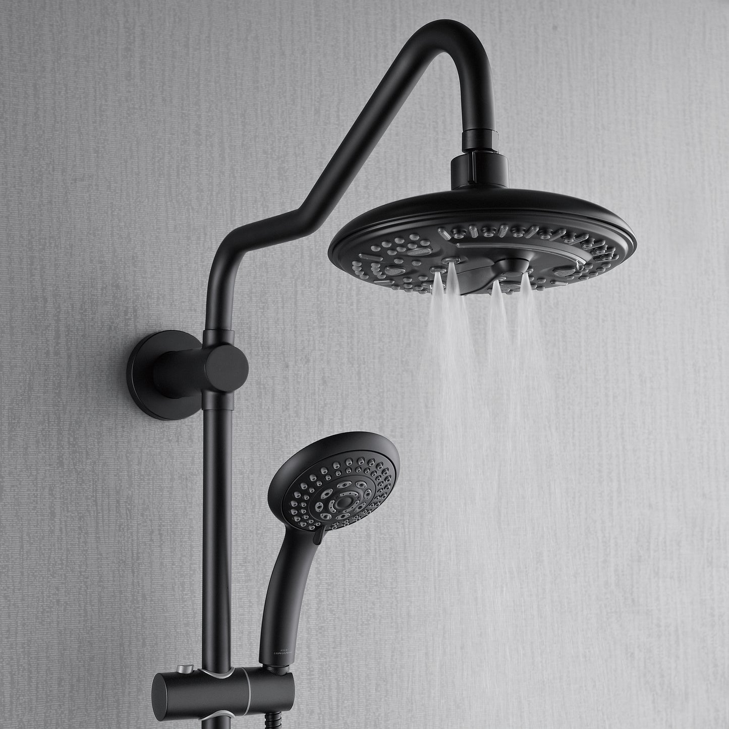Forno Acqua AcquaSPA Retrofit Shower, Overhead Rainfall, 8 Inch Shower Head, Handheld Shower Head, Body Jets, 6 Way Diverter, Matte Black Finish, 1.8 GPM Flow Rate