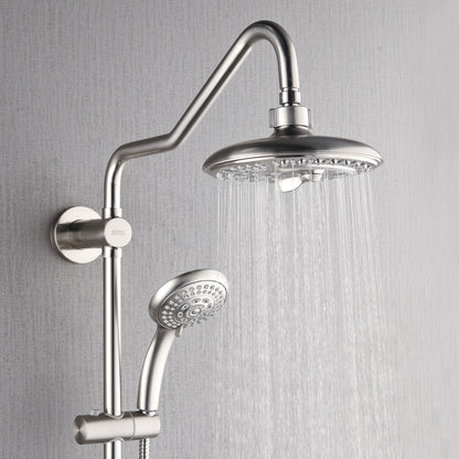 Forno Acqua AcquaSPA Retrofit Shower, Overhead Rainfall, 8 Inch Shower Head, Handheld Shower Head, Body Jets, 6 Way Diverter, Brushed Nickel Finish, 1.8 GPM Flow Rate