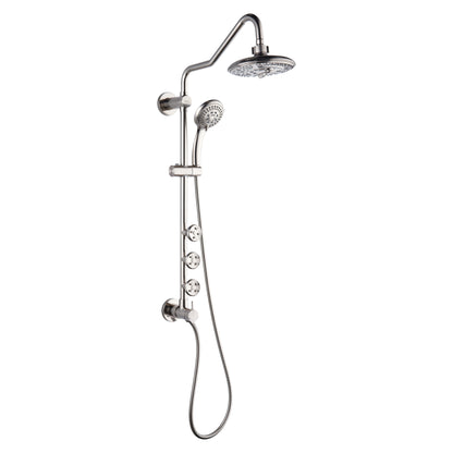 Forno Acqua AcquaSPA Retrofit Shower, Overhead Rainfall, 8 Inch Shower Head, Handheld Shower Head, Body Jets, 6 Way Diverter, Brushed Nickel Finish, 1.8 GPM Flow Rate